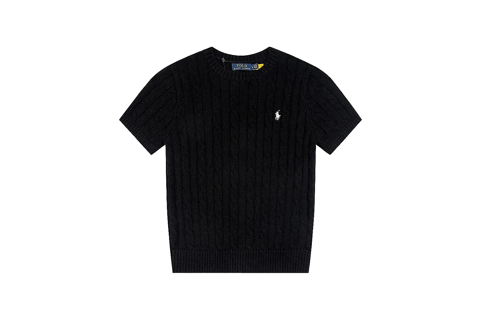 kakofindlist.com Polo Ralph Lauren Black Cable Knit Polo 0679 Black short-sleeve-knit product image