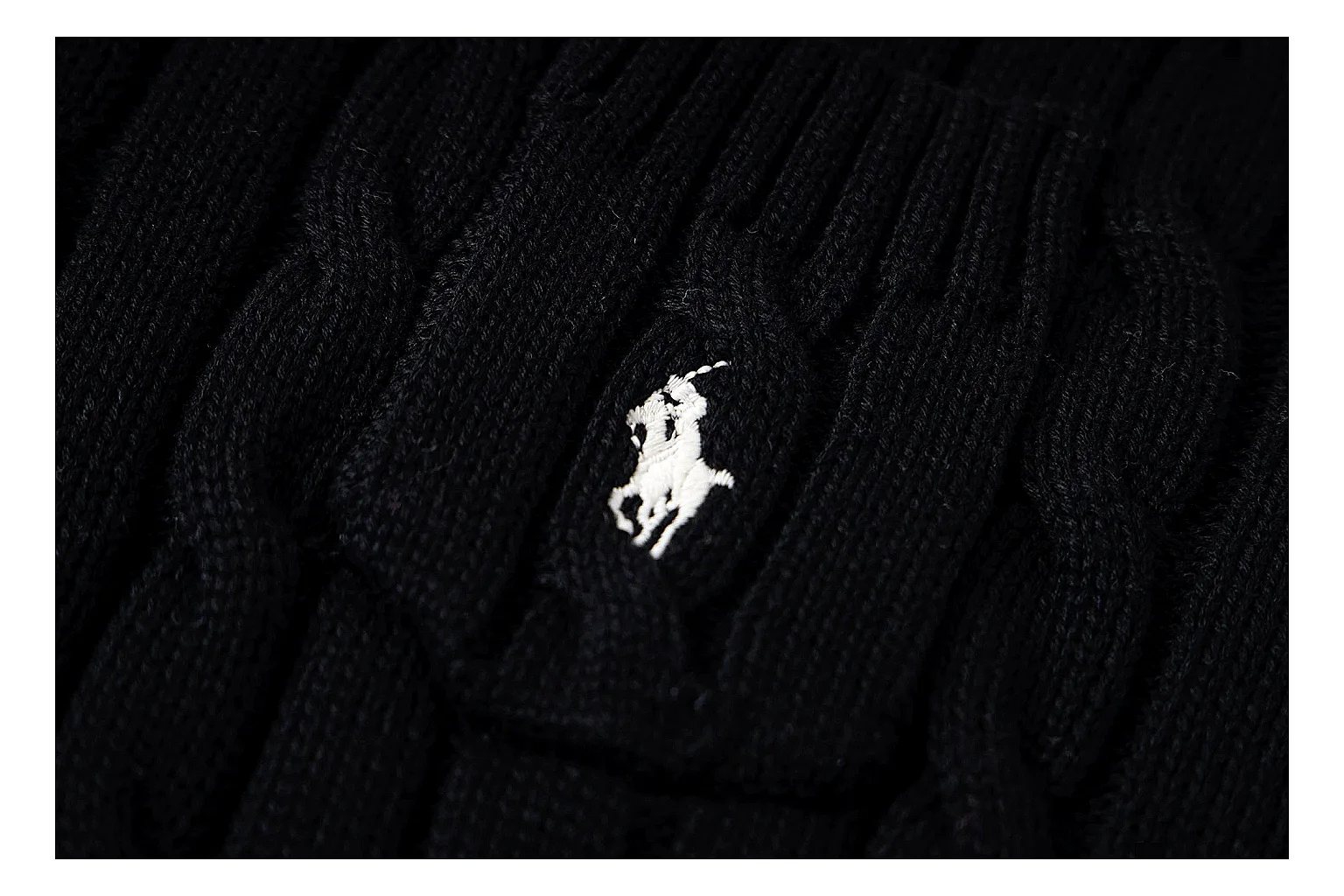 kakofindlist.com Polo Ralph Lauren Black Rib Cable Knit Polo 0872 Black short-sleeve-knit product image