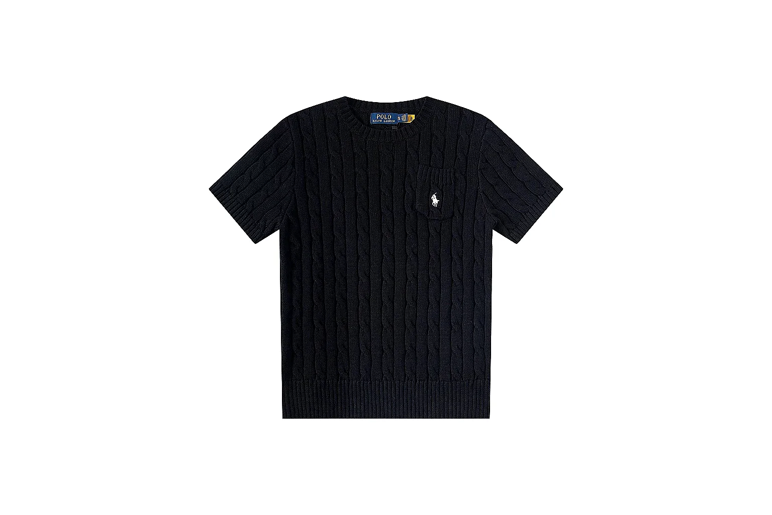 kakofindlist.com Polo Ralph Lauren Black Rib Cable Knit Polo 0872 Black short-sleeve-knit product image thumbnail 2