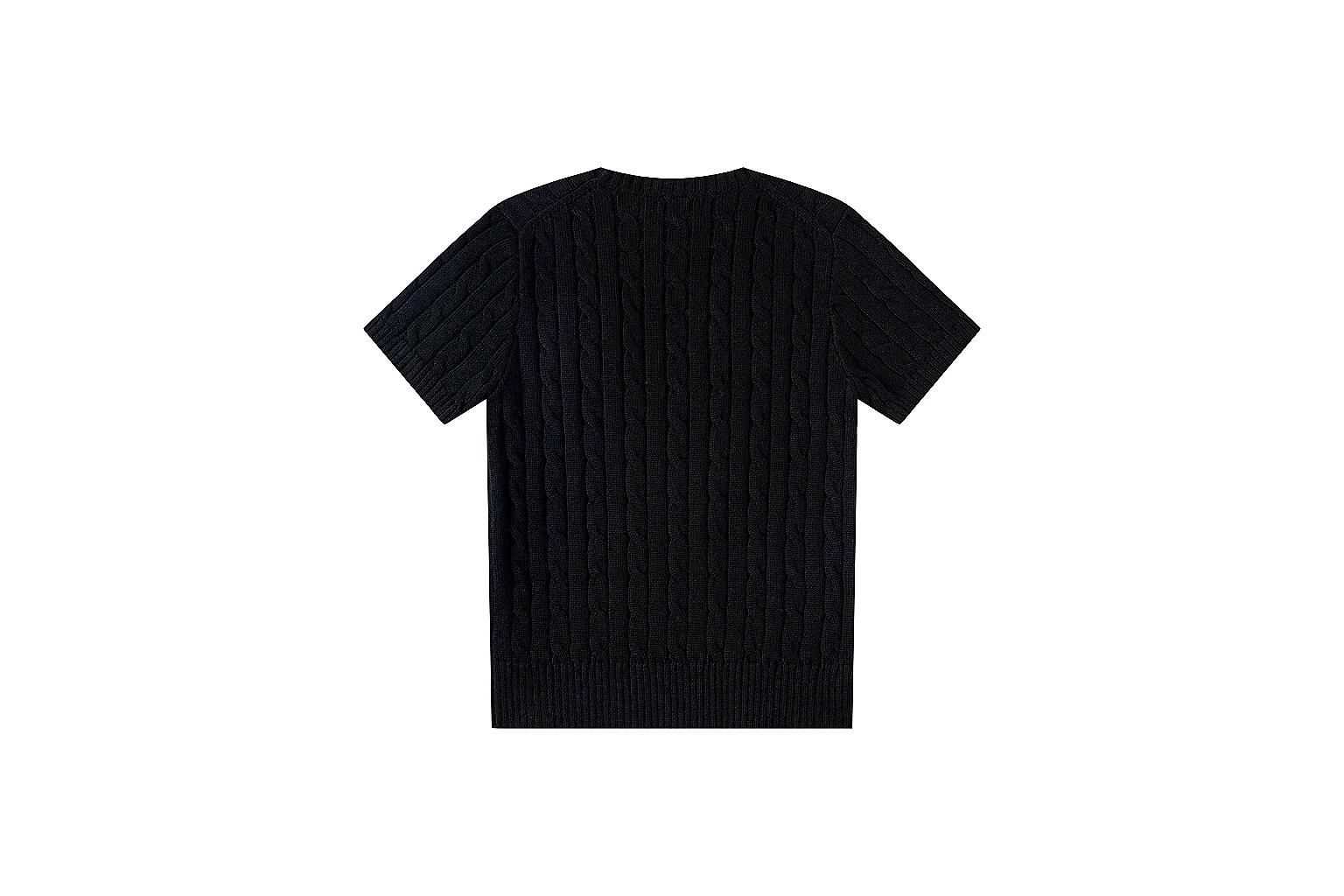 kakofindlist.com Polo Ralph Lauren Black Rib Cable Knit Polo 0872 Black short-sleeve-knit product image thumbnail 3