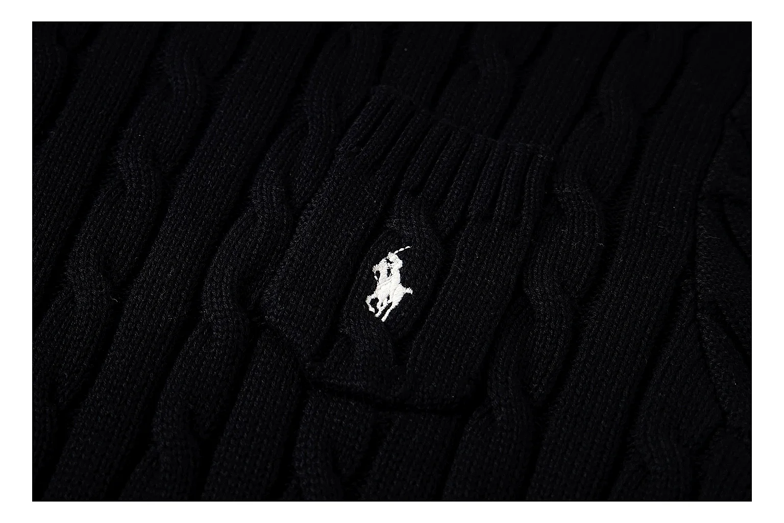kakofindlist.com Polo Ralph Lauren Black Rib Cable Knit Polo 0872 Black short-sleeve-knit product image thumbnail 5