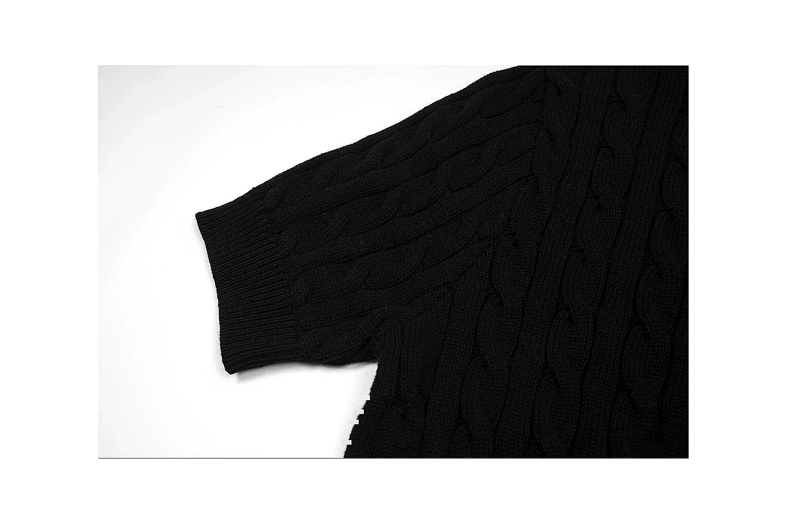 kakofindlist.com Polo Ralph Lauren Black Cable Knit Cardigan 0951 Black short-sleeve-knit product image