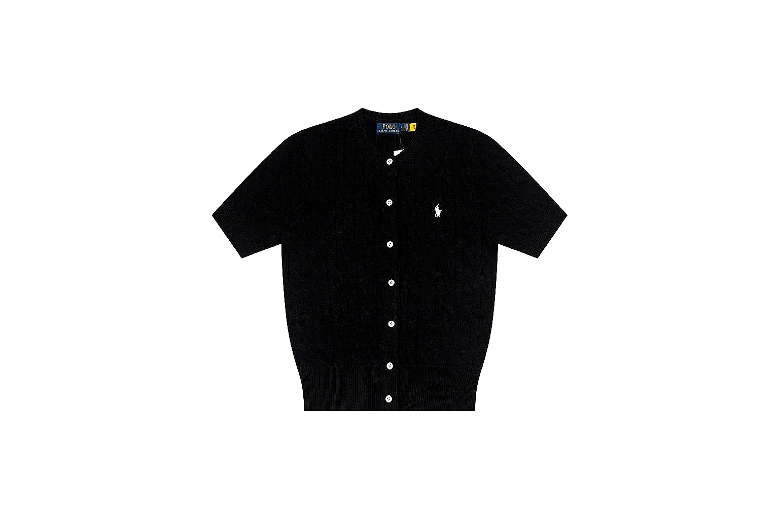 kakofindlist.com Polo Ralph Lauren Black Cable Knit Cardigan 0951 Black short-sleeve-knit product image thumbnail 2