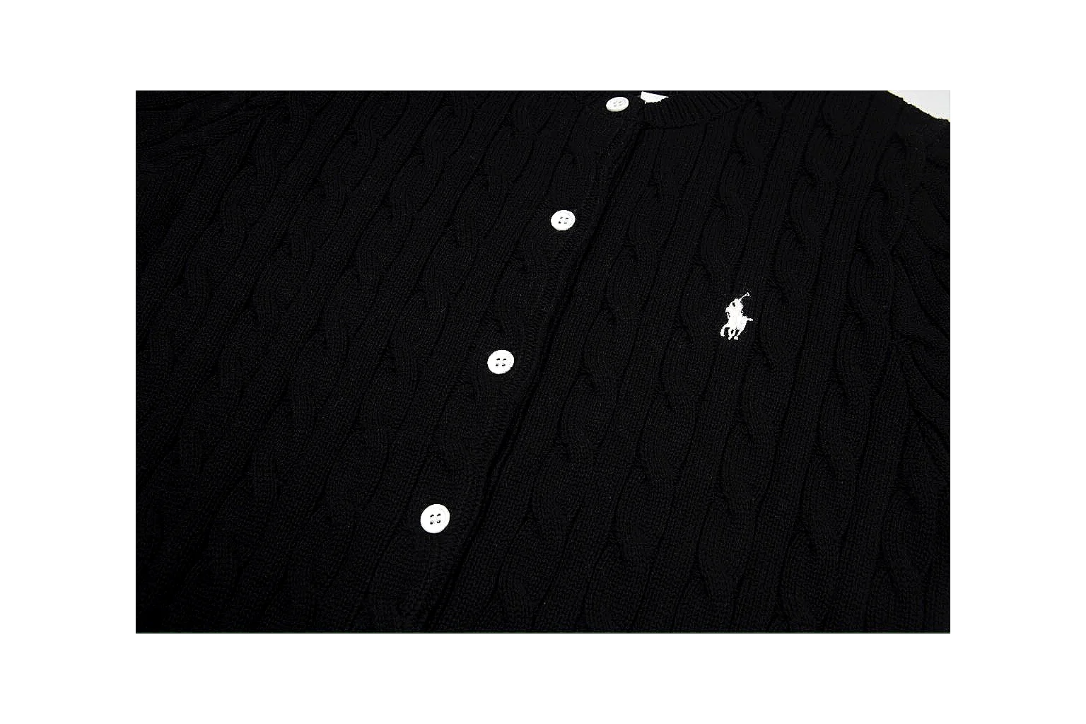 kakofindlist.com Polo Ralph Lauren Black Cable Knit Cardigan 0951 Black short-sleeve-knit product image thumbnail 5
