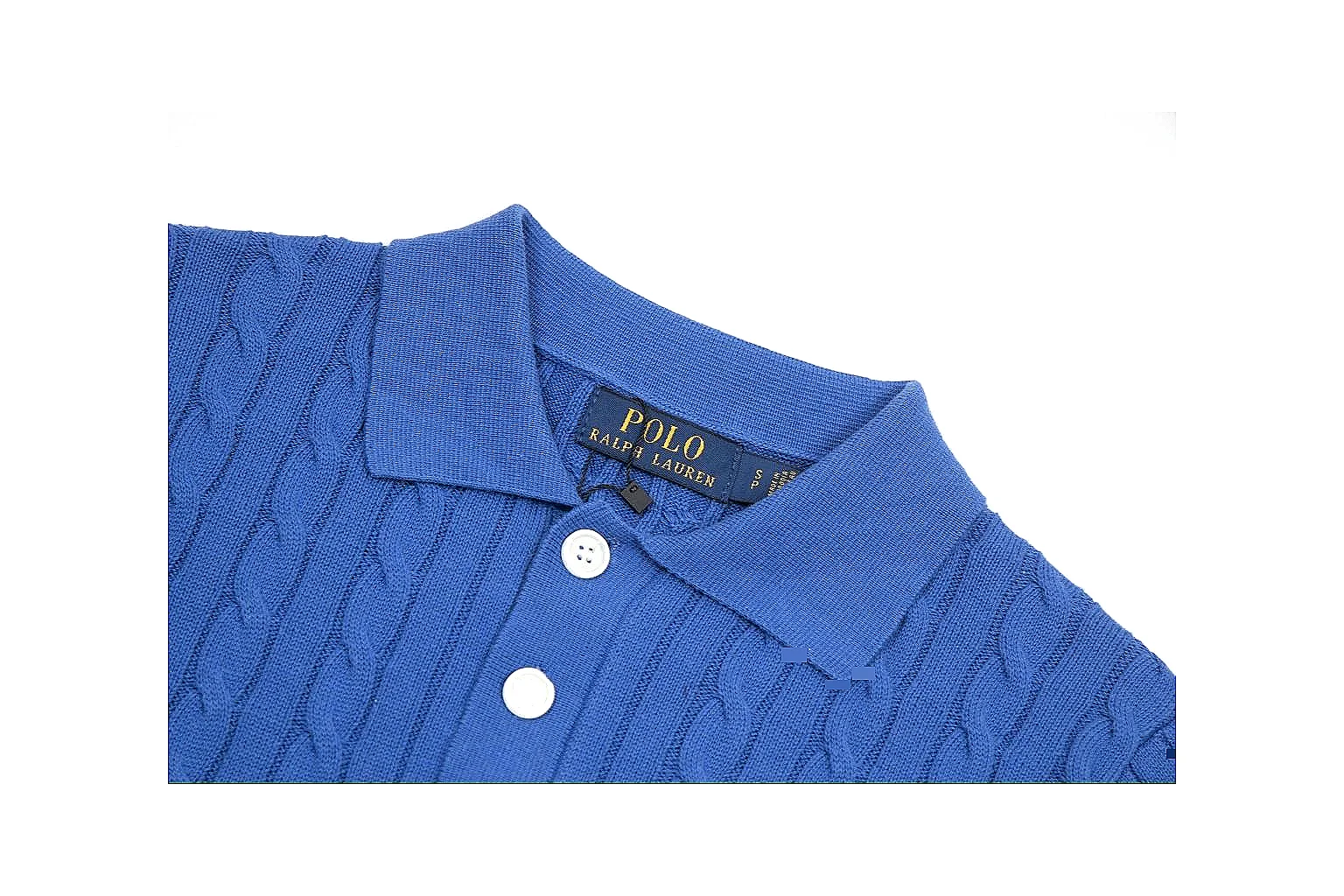 kakofindlist.com Polo Ralph Lauren Blue Cable Knit Polo 0981 Blue short-sleeve-knit product image