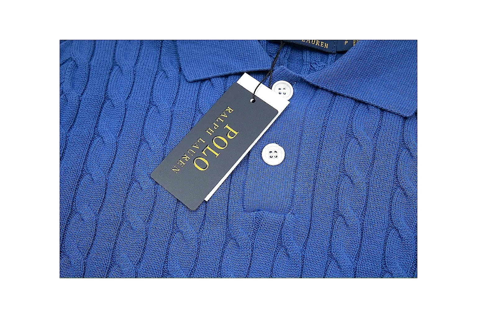 kakofindlist.com Polo Ralph Lauren Blue Cable Knit Polo 0981 Blue short-sleeve-knit product image thumbnail 5
