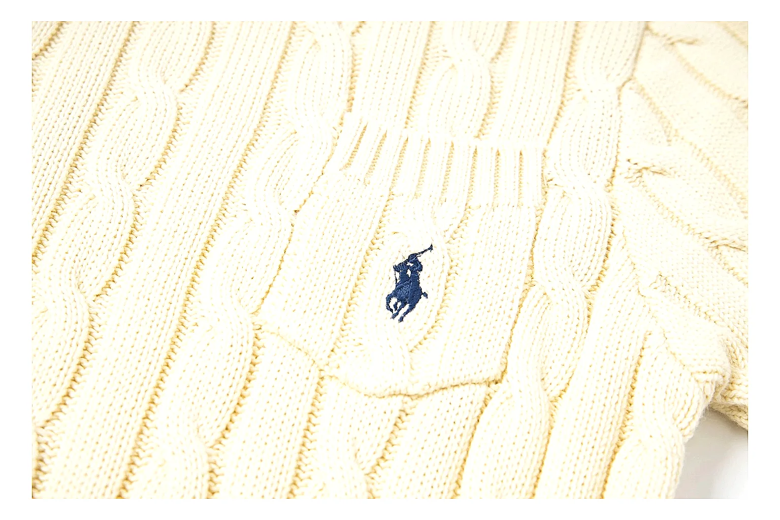 kakofindlist.com Polo Ralph Lauren Cream Cable Knit Polo 0906 Cream short-sleeve-knit product image thumbnail 6