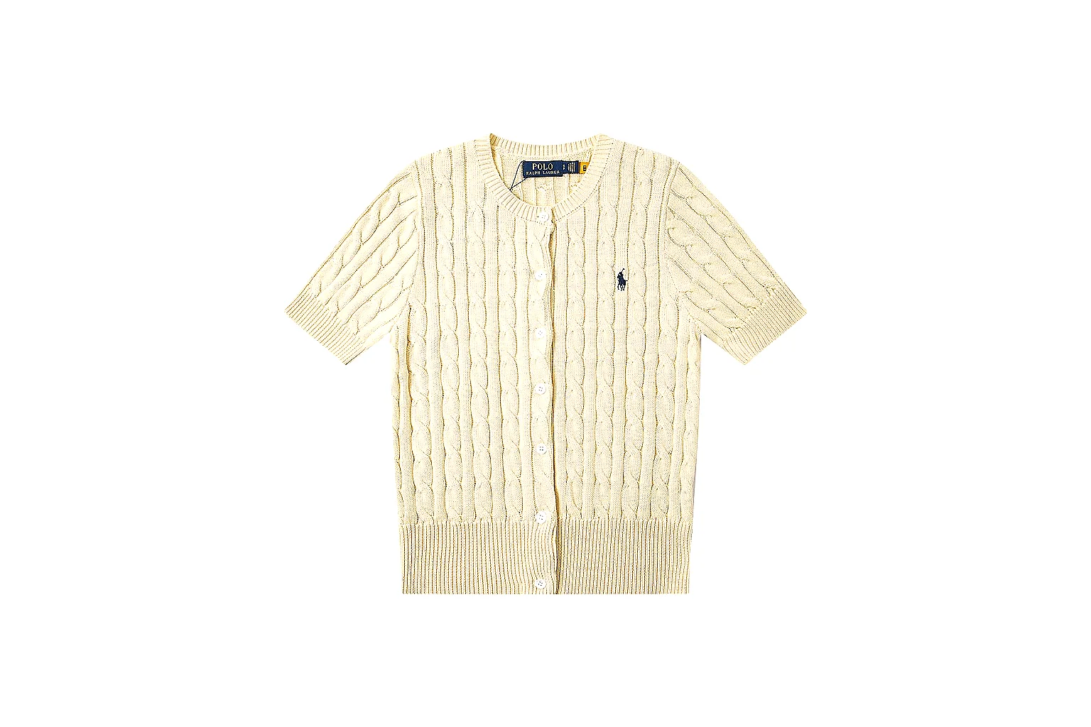 kakofindlist.com Polo Ralph Lauren Cream Cable Knit Cardigan 0975 Cream Yellow short-sleeve-knit product image thumbnail 2