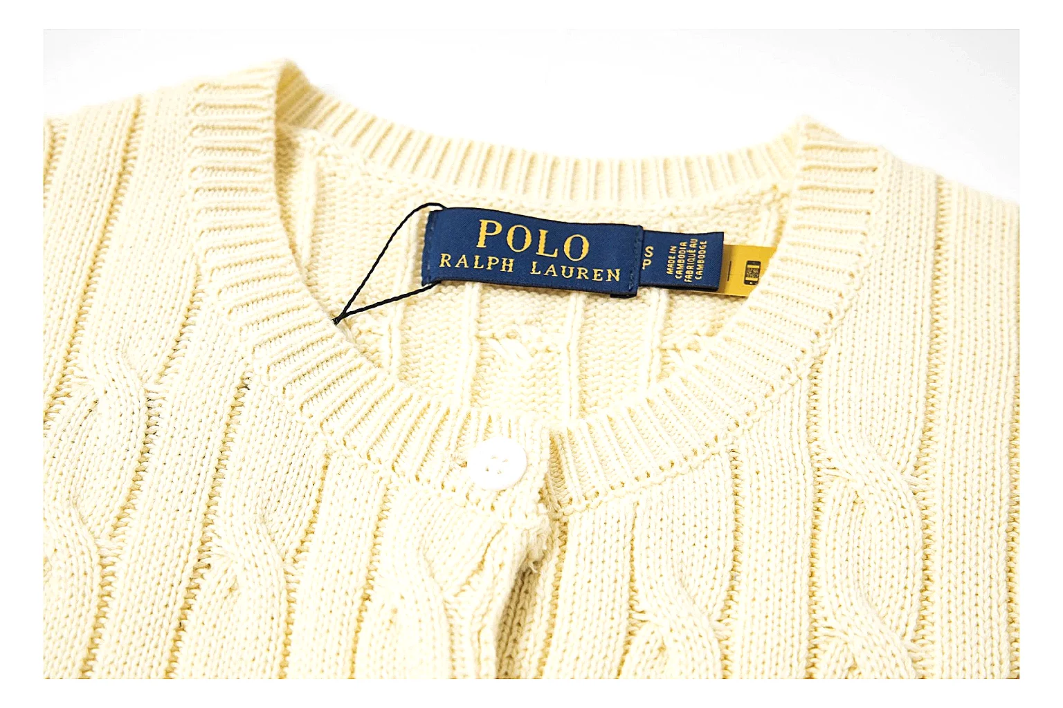 kakofindlist.com Polo Ralph Lauren Cream Cable Knit Cardigan 0975 Cream Yellow short-sleeve-knit product image thumbnail 6