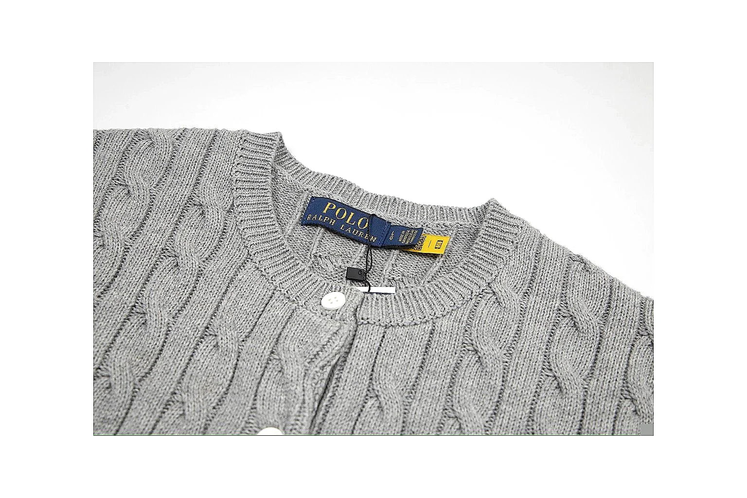 kakofindlist.com Polo Ralph Lauren Grey Cable Knit Cardigan 0931 Grey short-sleeve-knit product image