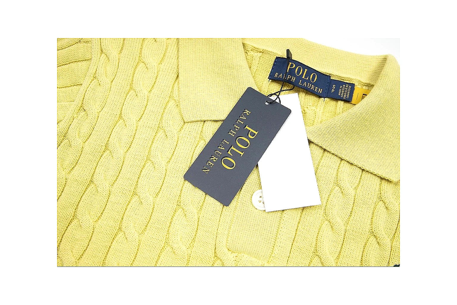 kakofindlist.com Polo Ralph Lauren Lemon Yellow Cable Knit Polo 0979 Lemon Yellow short-sleeve-knit product image thumbnail 5