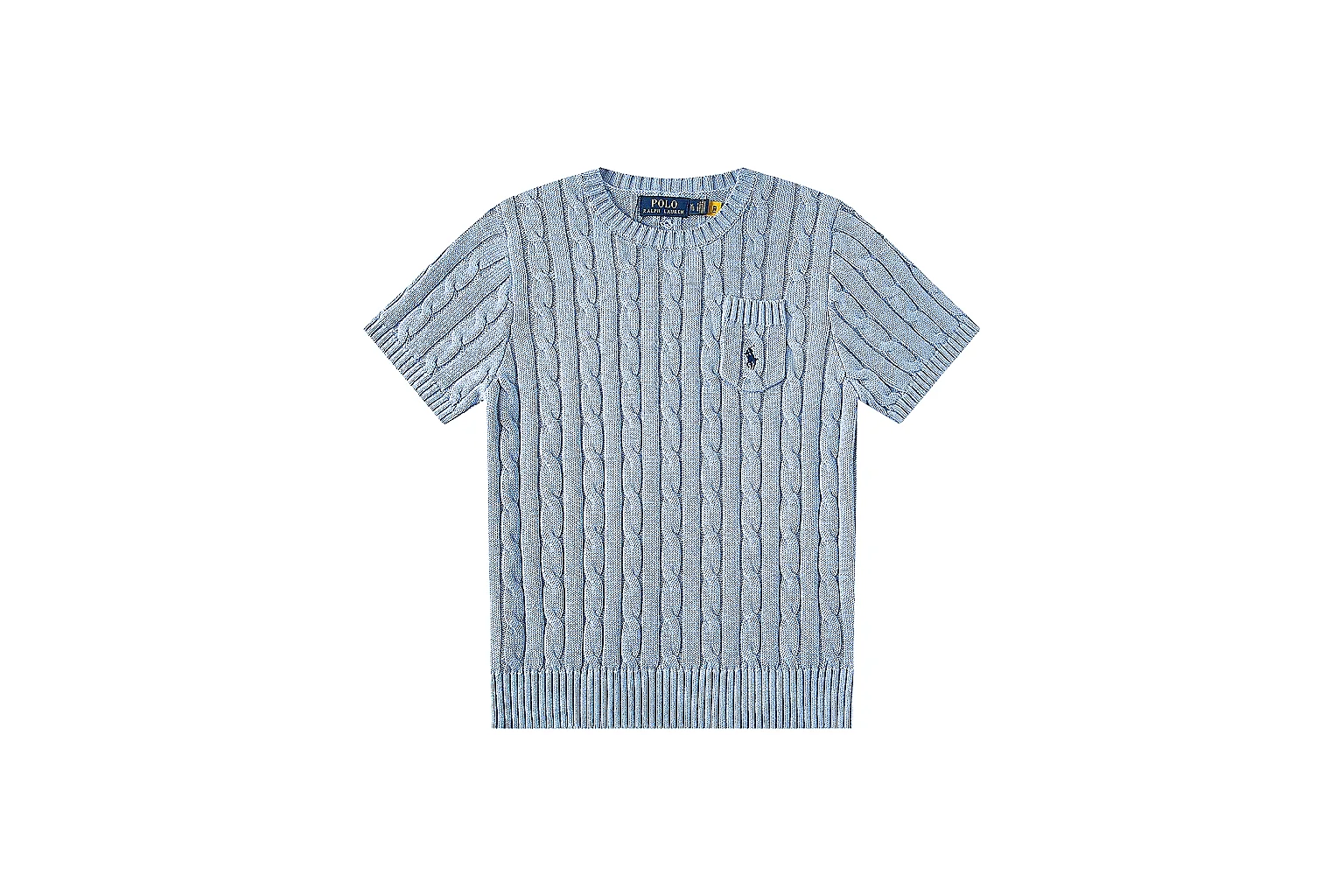 kakofindlist.com Polo Ralph Lauren Pale Blue Cable Knit Polo 0856 Pale Blue short-sleeve-knit product image thumbnail 2