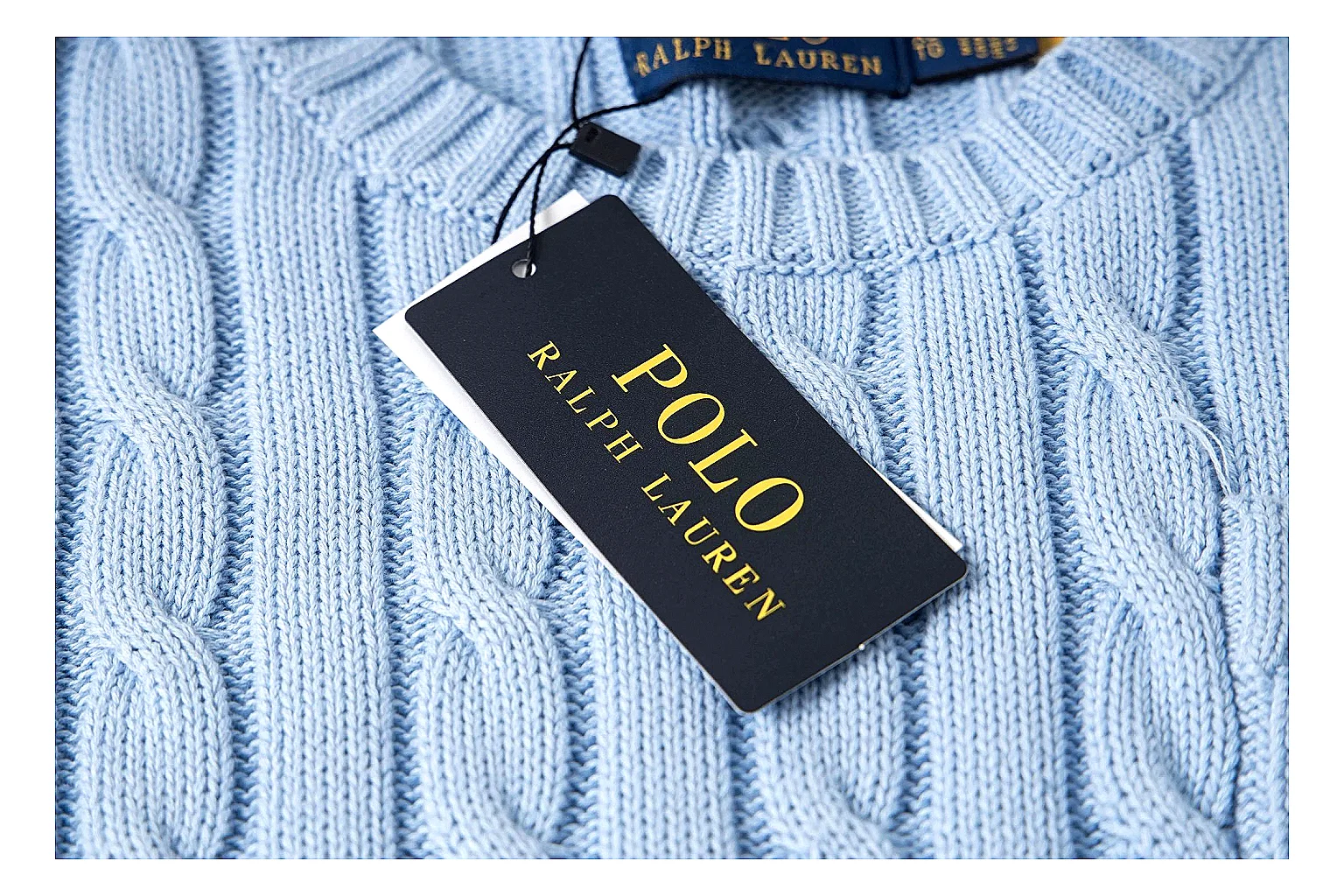 kakofindlist.com Polo Ralph Lauren Pale Blue Cable Knit Polo 0856 Pale Blue short-sleeve-knit product image thumbnail 4