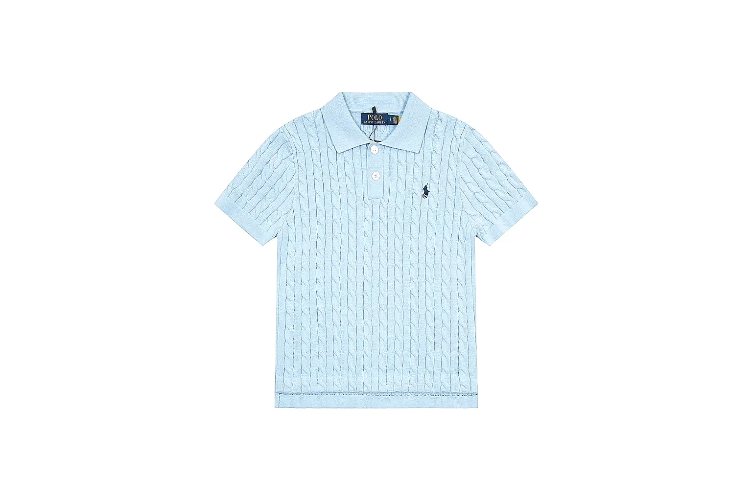 kakofindlist.com Polo Ralph Lauren Pale Blue Cable Knit Polo 0992 Pale Blue short-sleeve-knit product image thumbnail 2