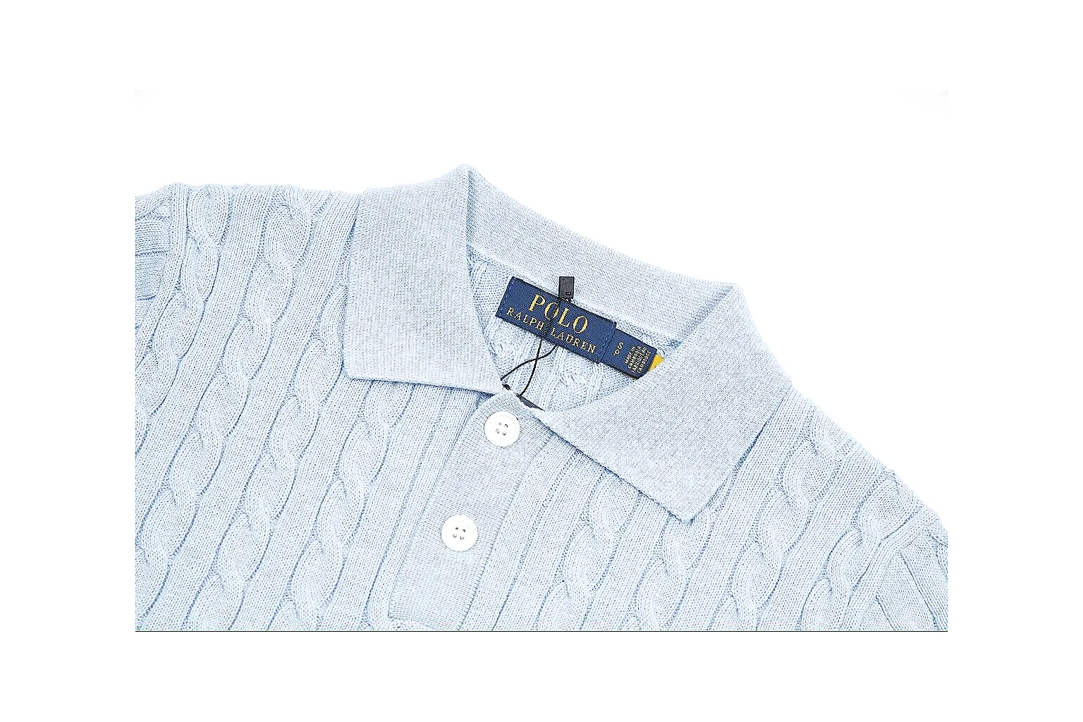 kakofindlist.com Polo Ralph Lauren Pale Blue Cable Knit Polo 0992 Pale Blue short-sleeve-knit product image thumbnail 6