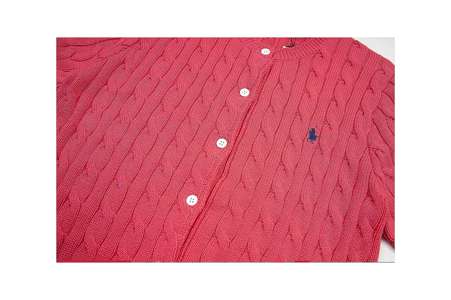 kakofindlist.com Polo Ralph Lauren Red Cable Knit Cardigan 0936 Red short-sleeve-knit product image