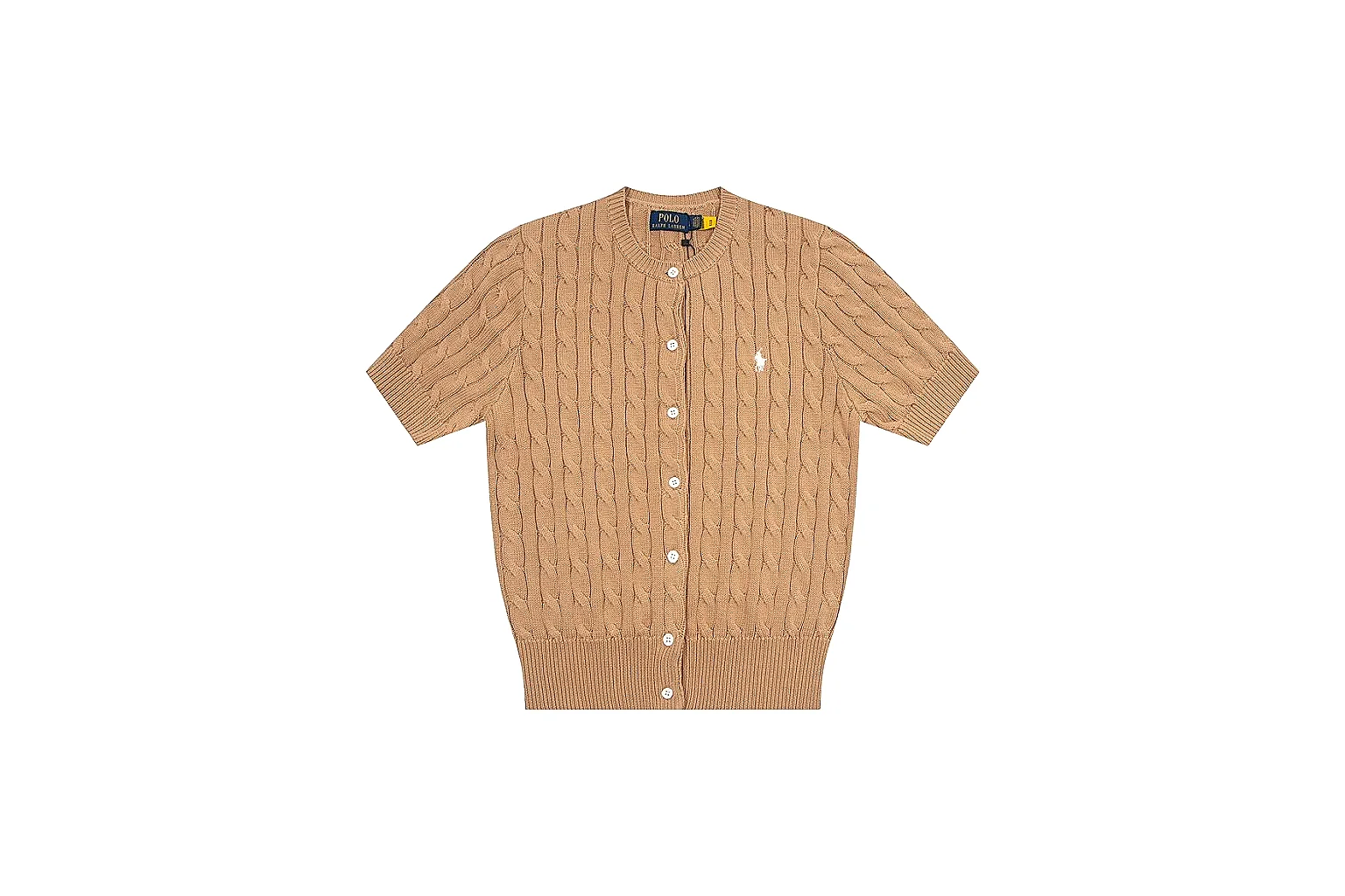 kakofindlist.com Polo Ralph Lauren Tan Cable Knit Cardigan 0915 Tan short-sleeve-knit product image thumbnail 2