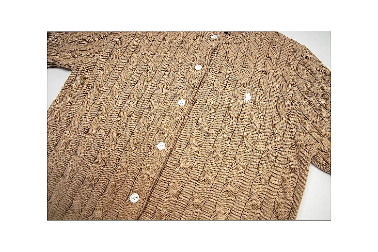 kakofindlist.com Polo Ralph Lauren Tan Cable Knit Cardigan 0915 Tan short-sleeve-knit product image thumbnail 6