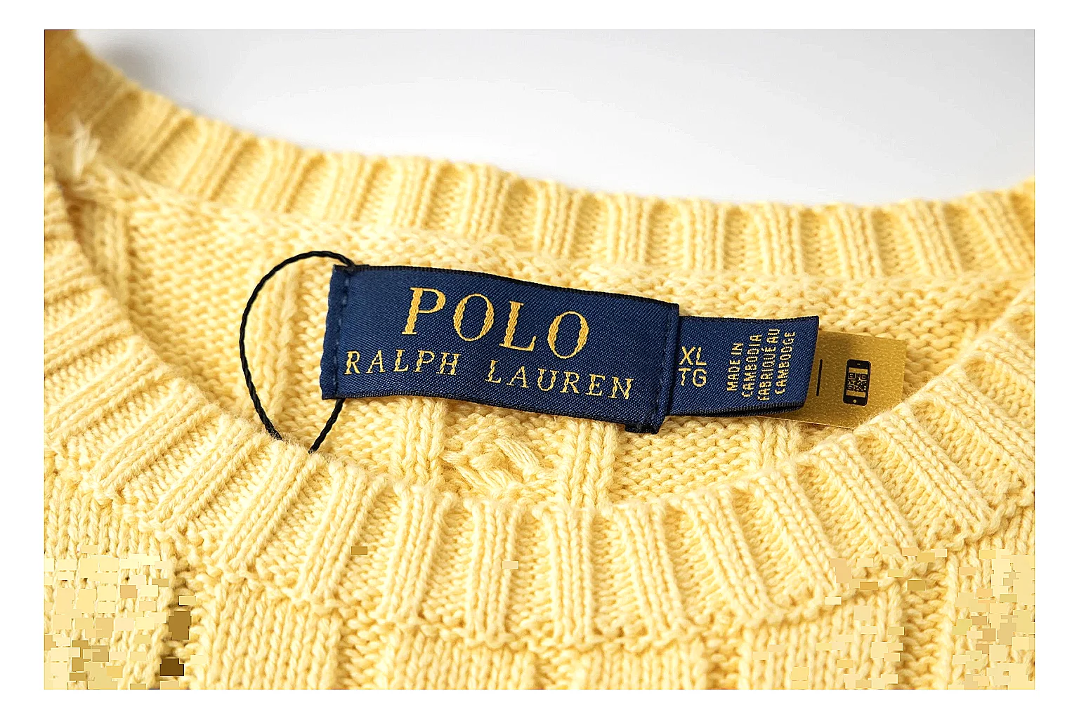 kakofindlist.com Polo Ralph Lauren Yellow Rib Cable Knit Polo 0807 Yellow short-sleeve-knit product image