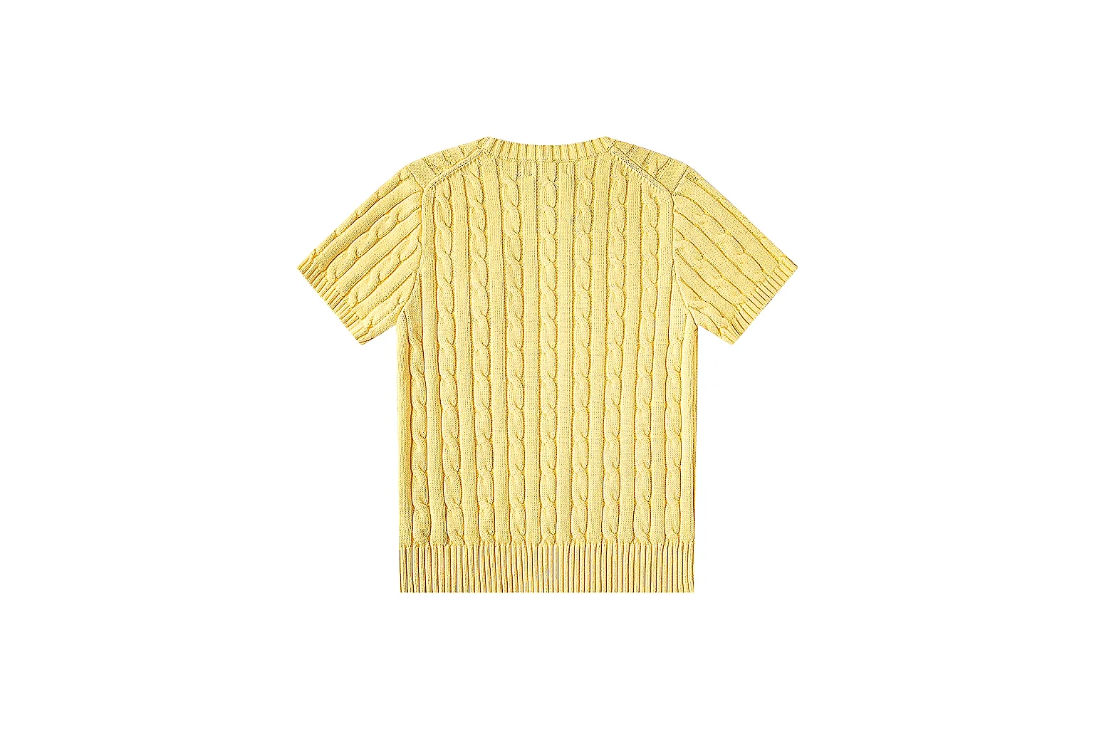 kakofindlist.com Polo Ralph Lauren Yellow Rib Cable Knit Polo 0807 Yellow short-sleeve-knit product image thumbnail 3