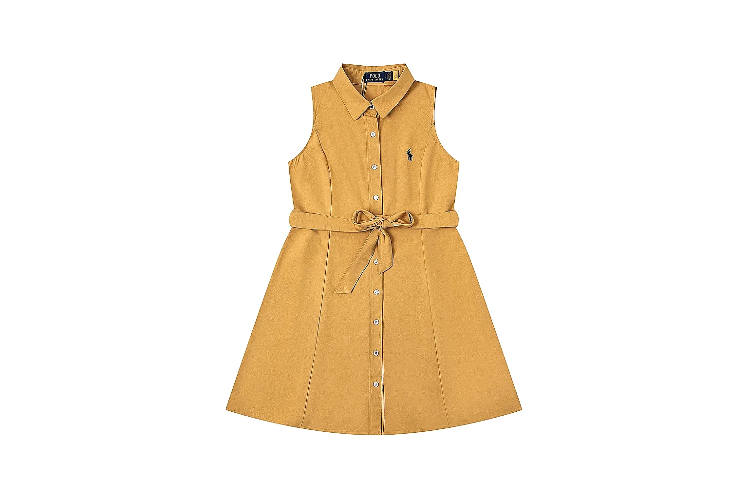 kakofindlist.com Polo Ralph Lauren Mustard Belted Shirt Dress 0539 Mustard sleeveless-dress product image