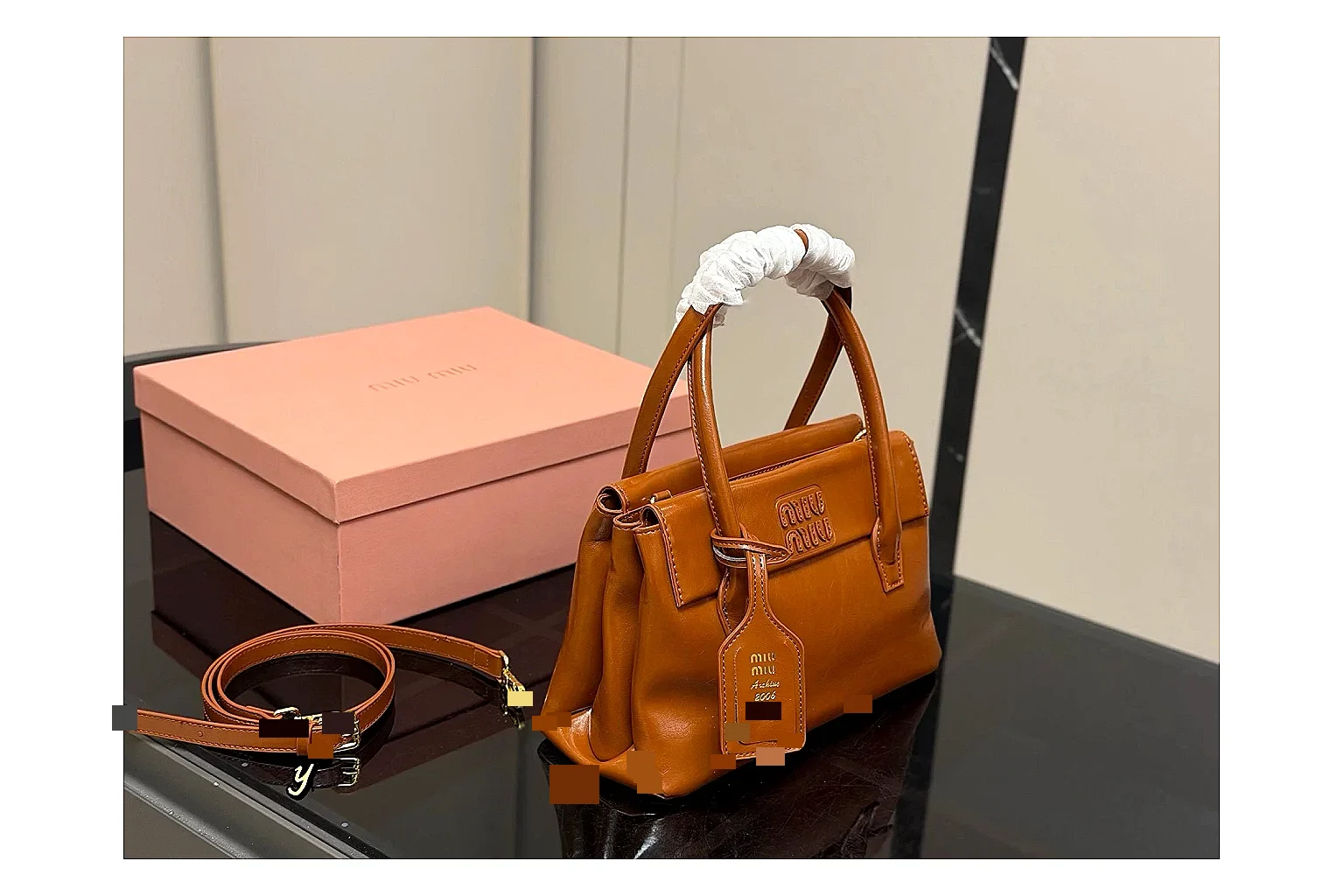 Prada Mini Top Handle Orange Brown budget find photo showing orange brown leather mini bag body, structured top handle, compact shape, and clean hardware details