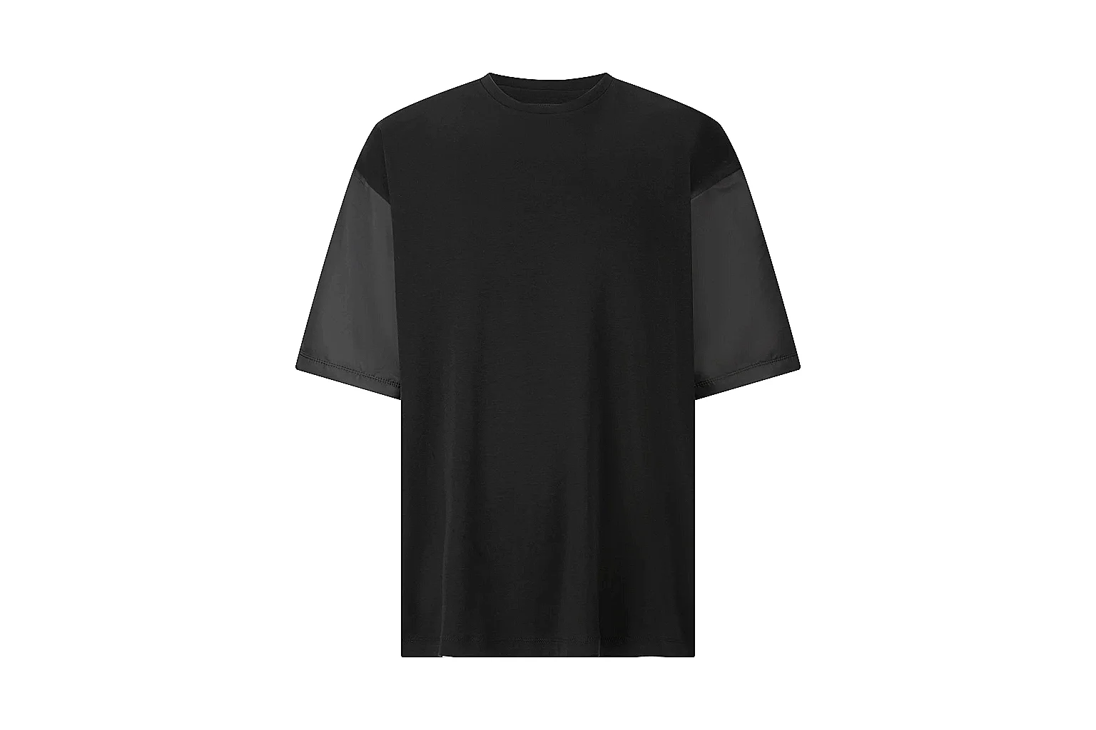 kakofindlist.com Prada Black Nylon Panel Tee 0191 Black short-sleeve-tee product image