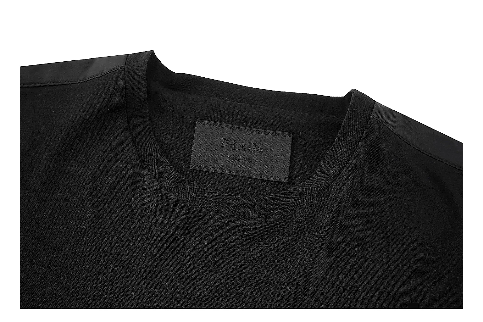 kakofindlist.com Prada Black Nylon Panel Tee 0191 Black short-sleeve-tee product image thumbnail 2