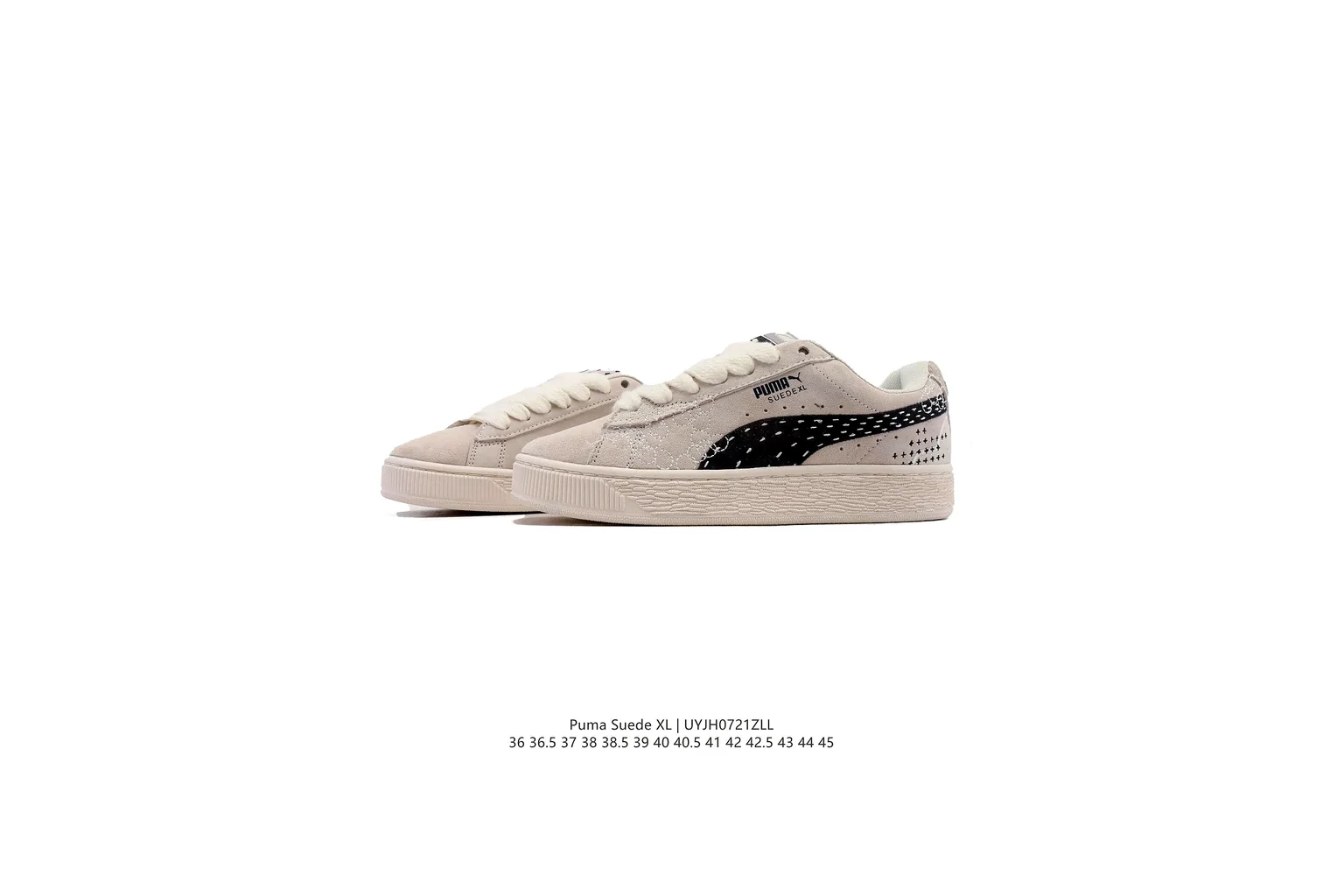 Puma Suede Beige Black suede low top six photo view thumbnail 2