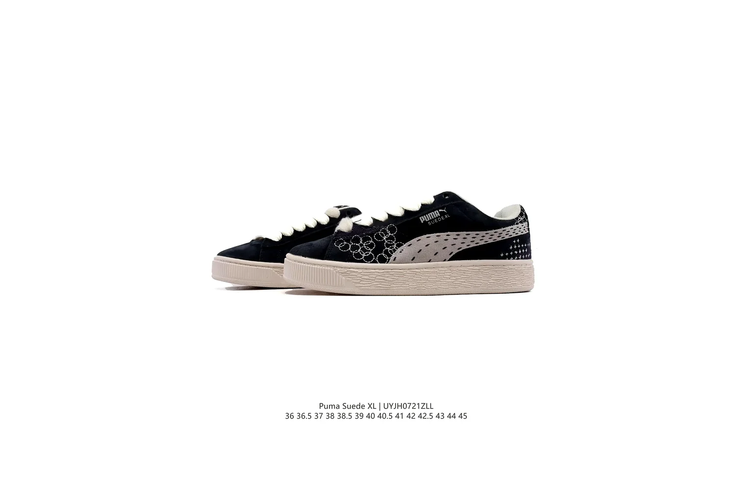 Puma Suede Black Cream suede low top six photo view thumbnail 2