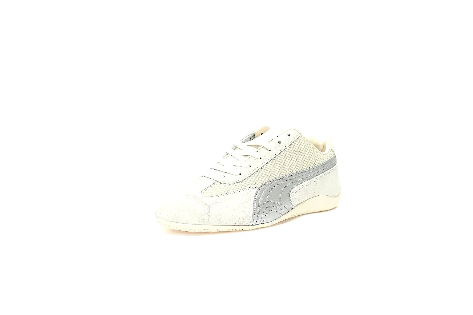 Puma white low-profile trainer photographed from the side thumbnail 2
